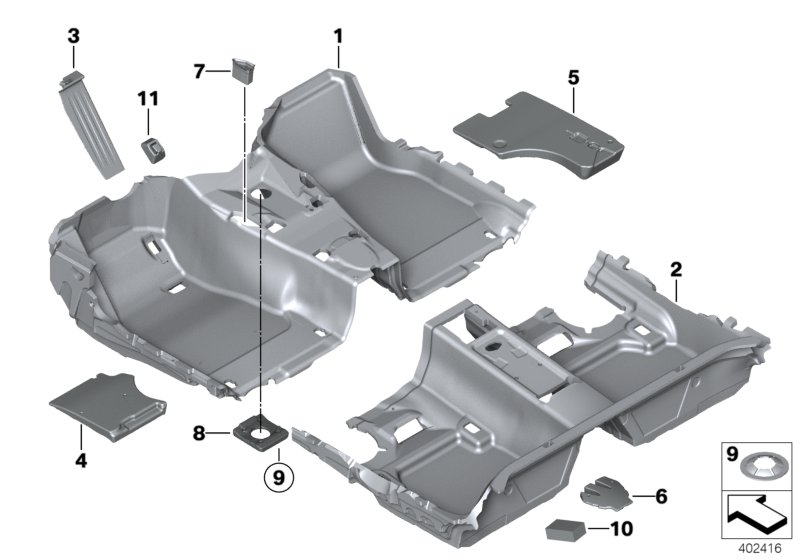 Genuine BMW 51478057840 F36 Floor Trim Cover, Front ANTHRAZIT (Inc. 440i, 435i & 425d) | ML Performance UK Car Parts