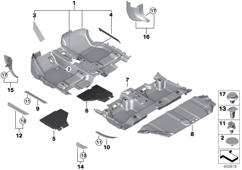 Genuine BMW 51478262533 F10 F46 RR4 Clip, Grey (Inc. 220d, 528i & M550dX) | ML Performance UK Car Parts