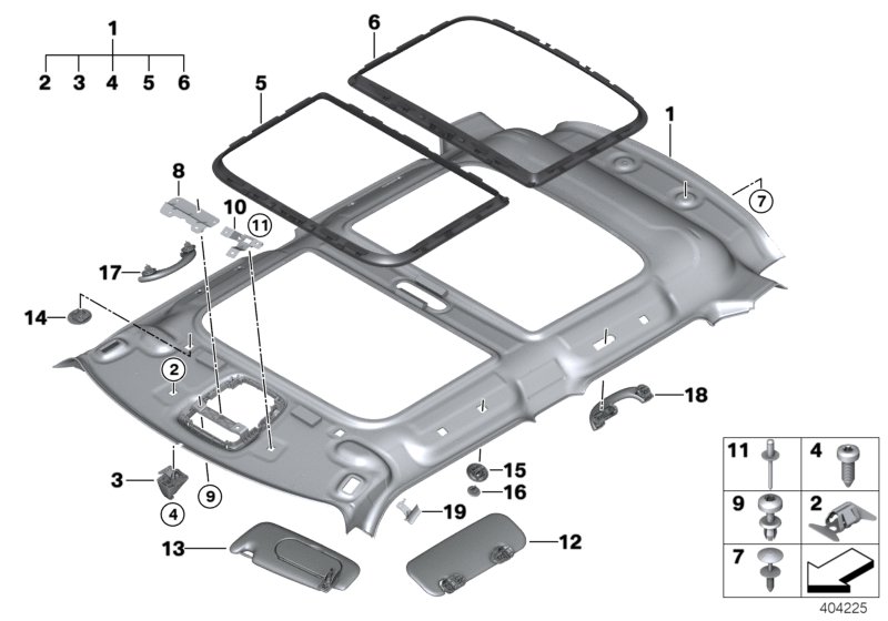 Genuine BMW 51447385723 F55 Headliner, Panorama Roof ANTHRAZIT (Inc. One D, One First & Cooper) | ML Performance UK Car Parts