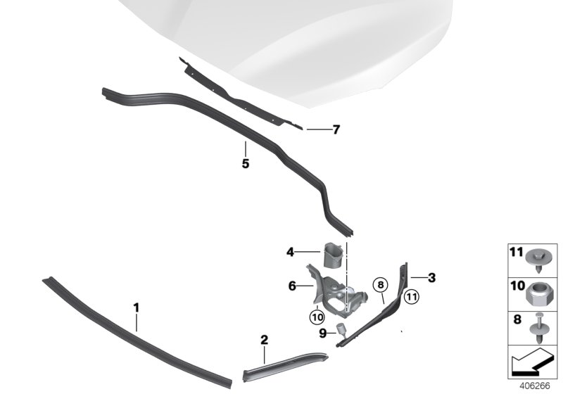 Genuine BMW 51767300520 F45 F46 Mount For Seal, Hood, Right (Inc. 225xe, 225iX & 216i) | ML Performance UK Car Parts