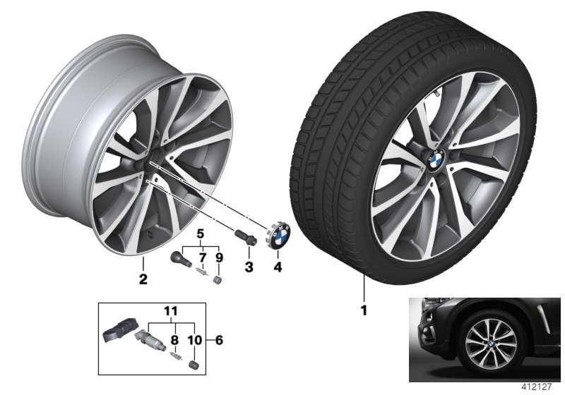 Genuine BMW 36116858874 F16 Light Alloy Rim Ferricgrey 9JX19 ET:48 (Inc. X6) | ML Performance UK Car Parts