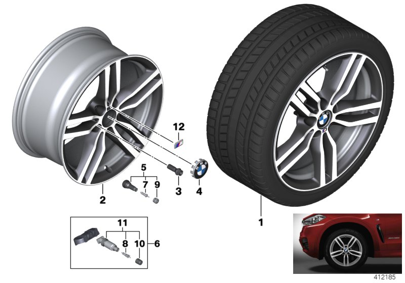 Genuine BMW 36117849629 F16 Light Alloy Rim Ferricgrey 9JX19 ET:48 (Inc. X6) | ML Performance UK Car Parts