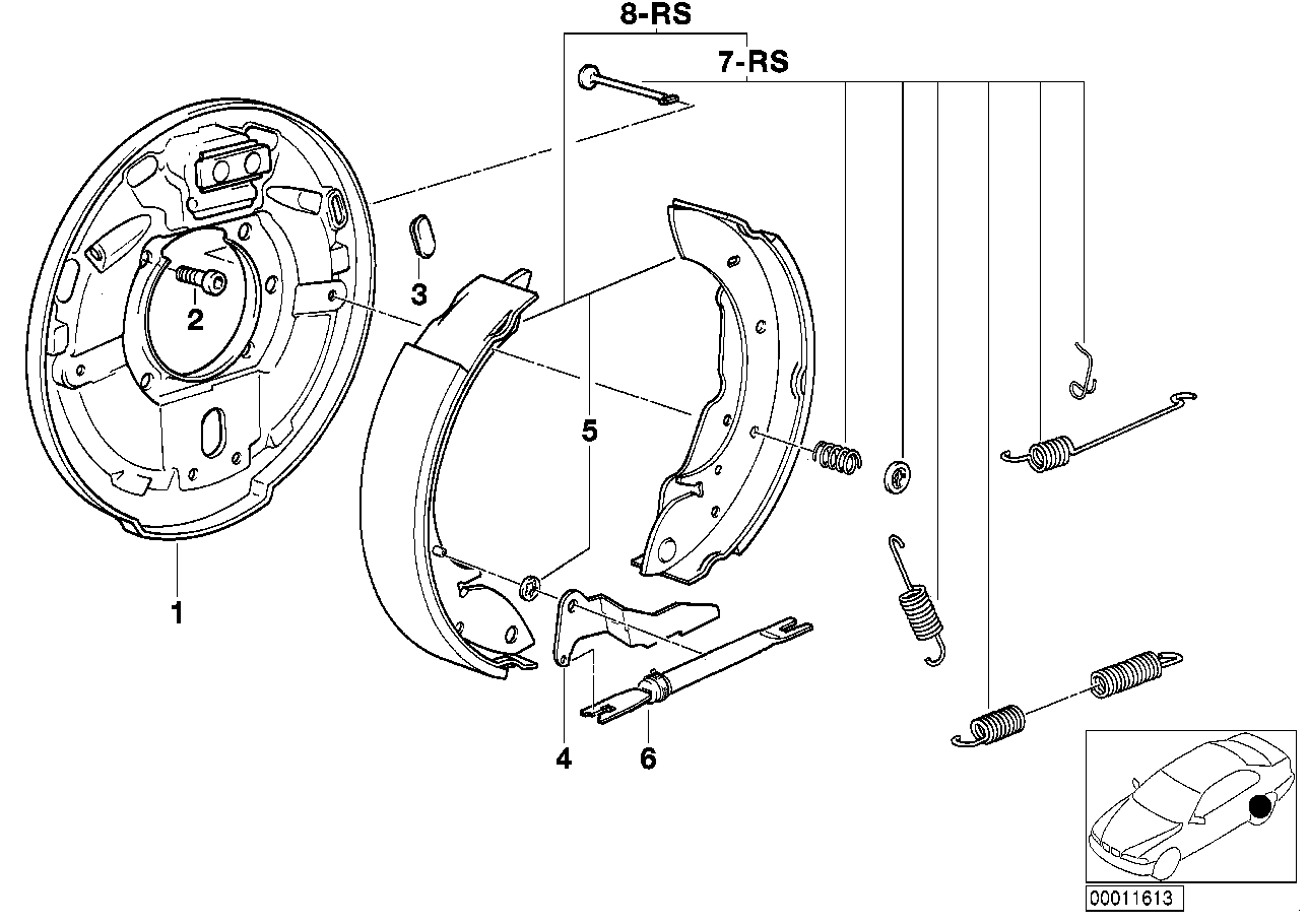 Genuine BMW 34219067127 E36 Repair Kit Brake Shoe With Springs (Inc. 318tds, 316i & 316g) | ML Performance UK Car Parts