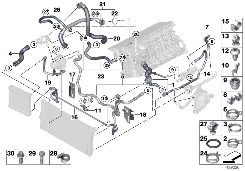 Genuine BMW 11537605432 F01 F12 Water Hose, Inlet, Thermostat (Inc. Hybrid 7L, 740LiX & 640i) | ML Performance UK Car Parts