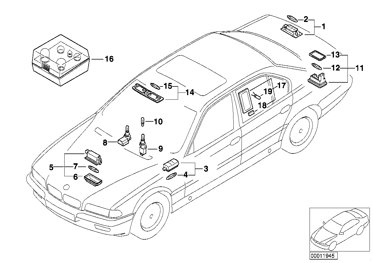 Genuine BMW 63268352424 E38 Registration Plate Light (Inc. L7, 750iLS & 735i) | ML Performance UK Car Parts