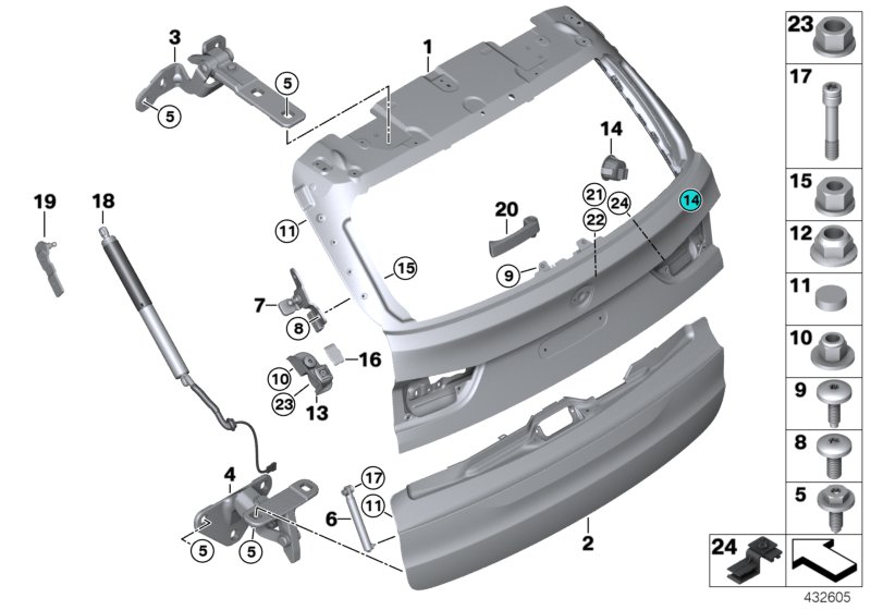 Genuine BMW 51247294696 F15 Mount For Gas Strut, Lower Right (Inc. X5 35i) | ML Performance UK Car Parts