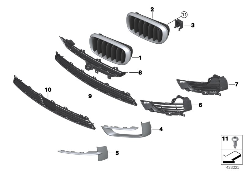 Genuine BMW 51137474406 F15 Grille, Front, Right ELEGANZ PHEV (Inc. X5 40eX) | ML Performance UK Car Parts