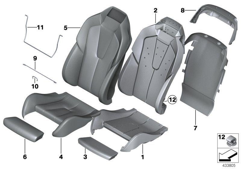 Genuine BMW 52108066529 F12 F13 F06 Cover, Comfort Seat, Perf. Leather, Left LKSW,X3SW SCHW (Inc. M6) | ML Performance UK Car Parts