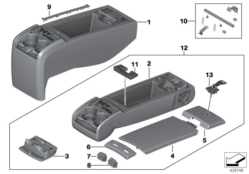 Genuine BMW 52207301456 F07 Armrest Lower Leather LCEW LCEX WEISS (Inc. 535d, 535dX & 530dX) | ML Performance UK Car Parts