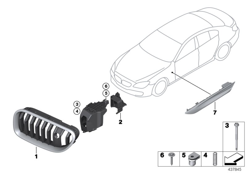 Genuine BMW 51137370396 Grille, Side Panel, Front, Right (Inc. 650i, 650iX & M6) | ML Performance UK Car Parts