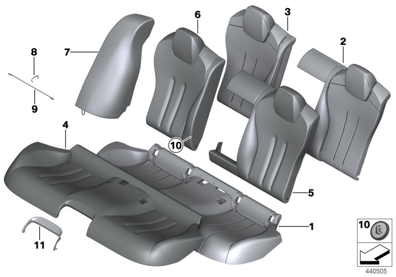 Genuine BMW 52208065645 F06 Upholstery, Seat Rear Perforated Leather LKDA,X3DA ORANG (Inc. M6) | ML Performance UK Car Parts