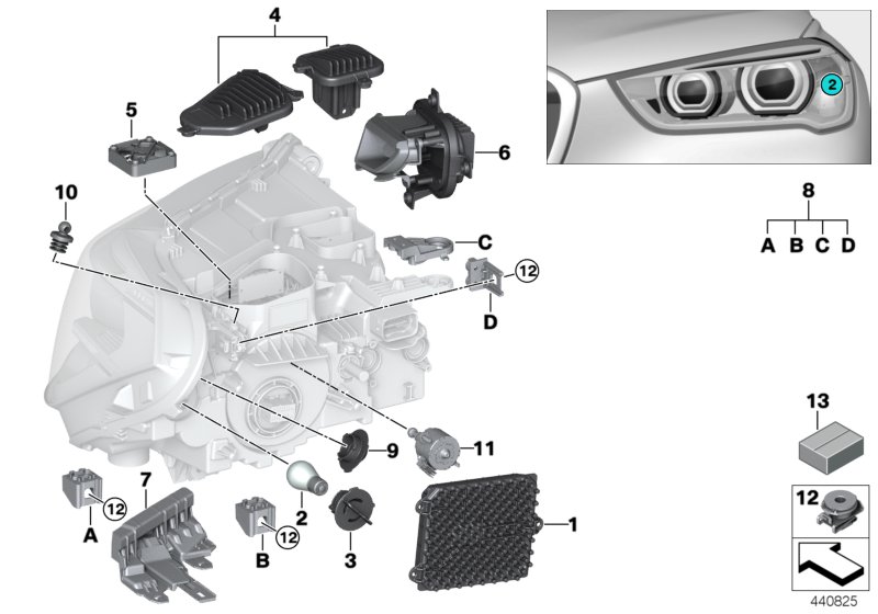 Genuine BMW 63117428787 F48 F39 Led Module For Cornering Light, Left (Inc. X2 28i, X2 25iX & X2 25dX) | ML Performance UK Car Parts