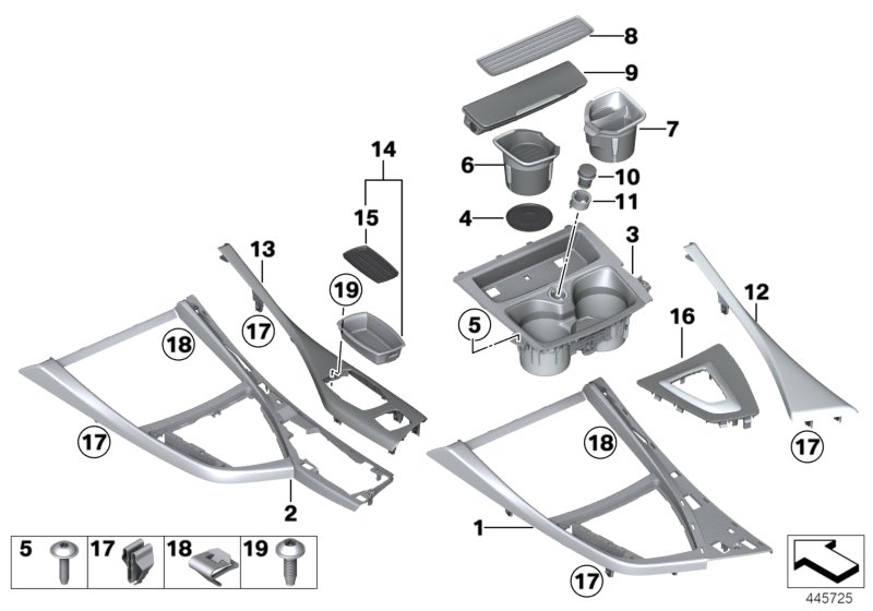 Genuine BMW 51169227907 F23 Cover, Center Console, Satinsilber Matt (Inc. 218i, 228iX & M235i) | ML Performance UK Car Parts