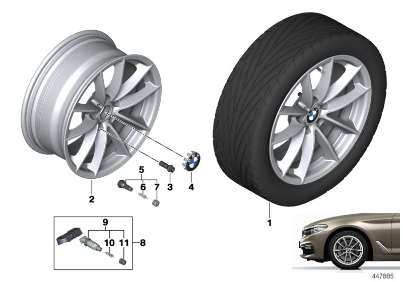 Genuine BMW 36106887147 G12 G11 Wheel Electr. Module Rdci W/ Screw Valve 433MHZ (Inc. X5 40iX, X3 20i & X4 M) | ML Performance UK Car Parts