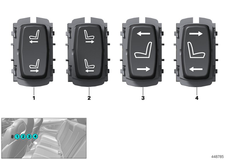 Genuine BMW 61319390521 F33 F83 F13 Seat Adjustment Switch, Left (Inc. M6, 440iX & 430i) | ML Performance UK Car Parts