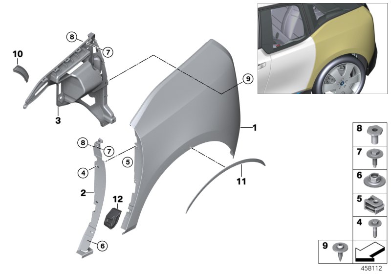 Genuine BMW 51137462328 Right Rear Side Panel (Inc. i3 120Ah Rex, i3 120Ah & i3s 94Ah) | ML Performance UK Car Parts