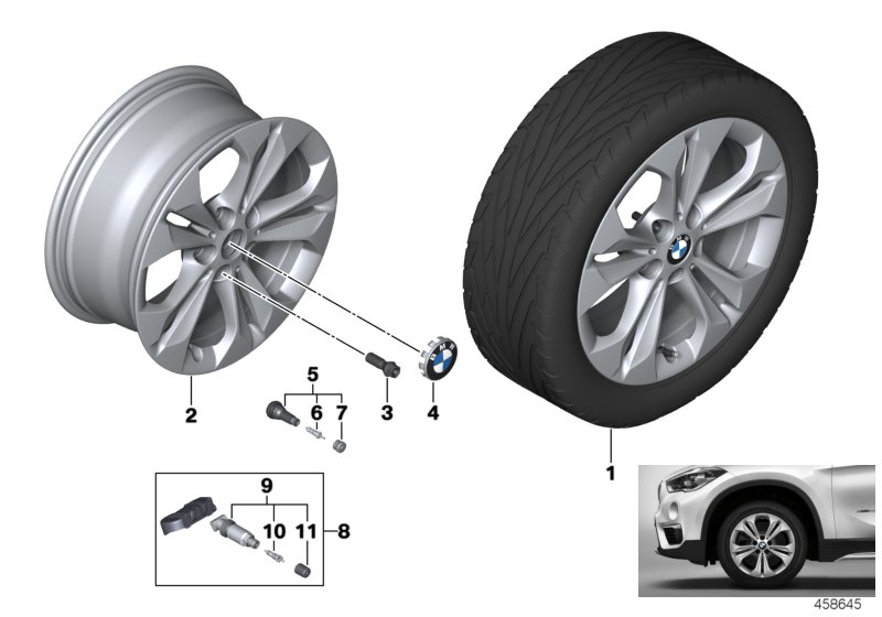 Genuine BMW 36116856065 F39 Disc Wheel, Light Alloy, Reflex-Silber 7,5JX17 ET:52 (Inc. X1 & X2 20iX) | ML Performance UK Car Parts