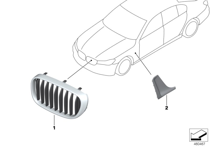 Genuine BMW 51137357011 G11 G12 Grille, Front, Left BASIS (Inc. 740Li, 740iX & 740i) | ML Performance UK Car Parts