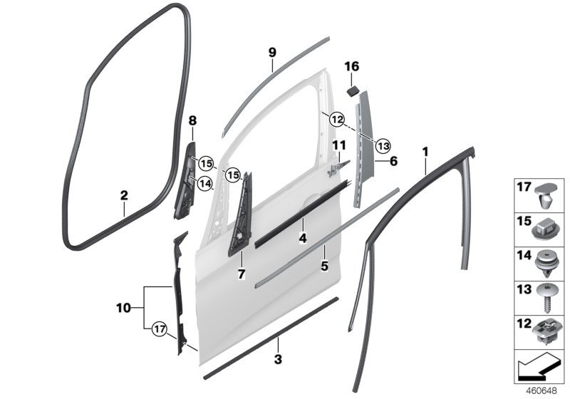 Genuine BMW 51337375176 F45 Window Frame Cover, Front Right Door GLANZSCHWARZ (Inc. 225xe, 220dX & 216i) | ML Performance UK Car Parts