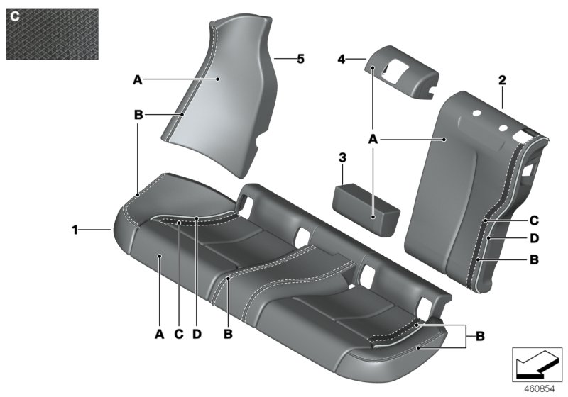 Genuine BMW 52207987455 Cover, Backrest, Leather, Center Lower INDIVIDUAL (Inc. 420i, 435iX & 440i) | ML Performance UK Car Parts