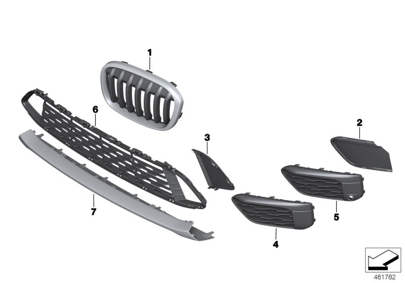 Genuine BMW 51117383366 F48 Grille, Front, Right X LINE (Inc. X1 25dX, X1 28iX & X1 25iX) | ML Performance UK Car Parts