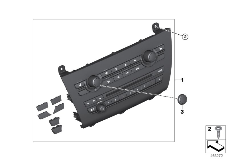 Genuine BMW 64119388810 F15 F16 Rep. Kit For Radio/Climate Cont. Panel (Inc. X6 50iX 4.4, X5 25d & X5 30dX) | ML Performance UK Car Parts