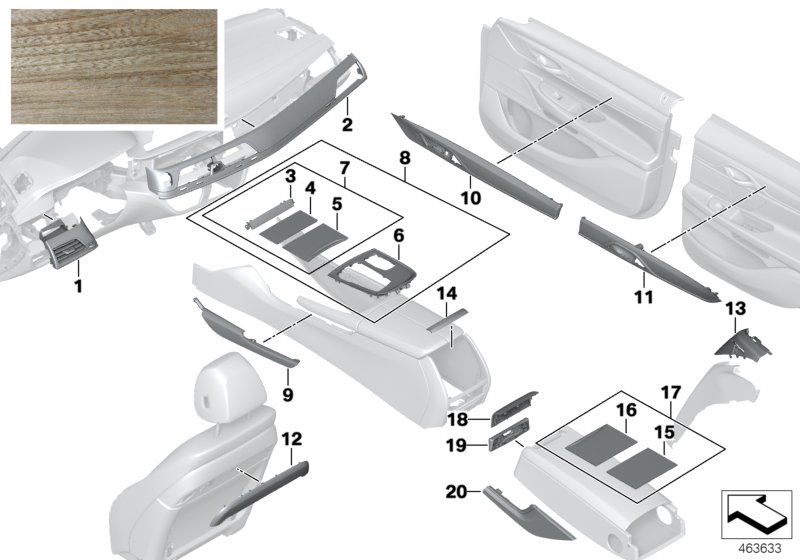 Genuine BMW 51467989129 G11 G12 Belt Feed Trim Eucalyptus Left RAUCHBRAUN (Inc. 750iX, 730d & M760iX) | ML Performance UK Car Parts