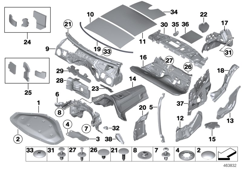 Genuine BMW 51487221966 F22 F20 Sound Insulat., Splash Wall, Upper Part LHD (Inc. 220d, 116d ed & M140iX) | ML Performance UK Car Parts