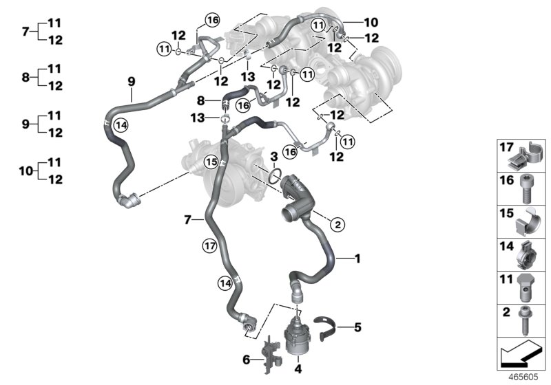 Genuine BMW 11539896890 G14 G07 G05 Coolant Line, Turbocharger Supply Line ZYL. 1-4 (Inc. 750LiX, X7 50iX & X6 M50iX) | ML Performance UK Car Parts