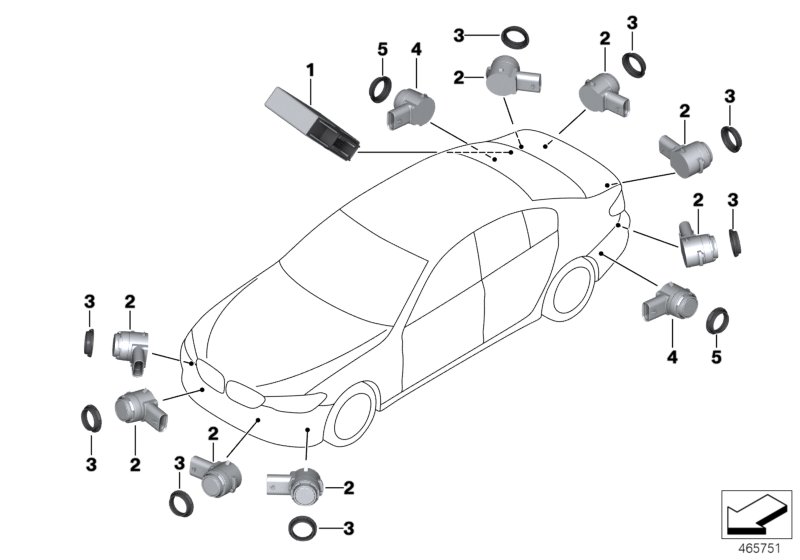 Genuine BMW 66209398992 G11 G32 F48 Ultrasonic Sensor, Jucaro Beige WC2S (Inc. 750i & X1) | ML Performance UK Car Parts