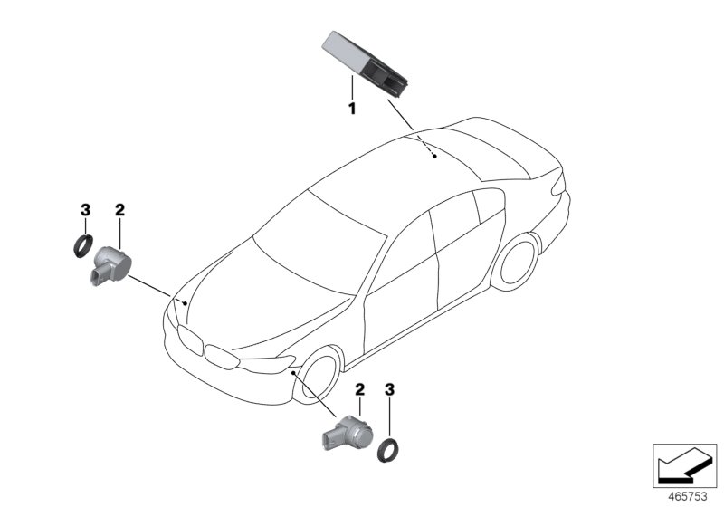 Genuine BMW 66209459580 G30 G31 G32 Ultrasonic Sensor, Almandine Brown Ii WC46 (Inc. 540i, 518d & M550dX) | ML Performance UK Car Parts