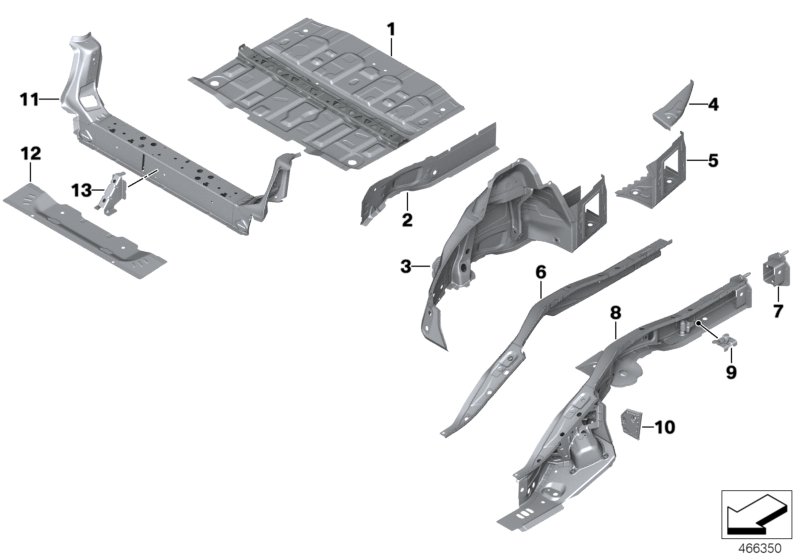 Genuine BMW 41007408610 F45 End Plate, Side Member, Right (Inc. 214d, 220dX & 218d) | ML Performance UK Car Parts