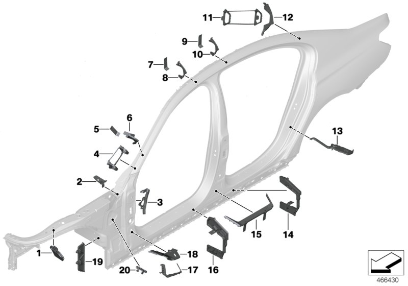 Genuine BMW 41007342802 G12 G11 Shaped Prt Reinforce, Roof Frame Re. Rgt (Inc. 750Li, 750LiX & 740i) | ML Performance UK Car Parts