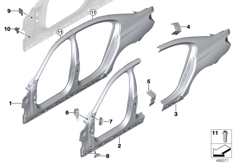 Genuine BMW 41217425171 G11 G11 Reinforcement Plate, C-Pillar, Left (Inc. 750i, 730i & 730d) | ML Performance UK Car Parts