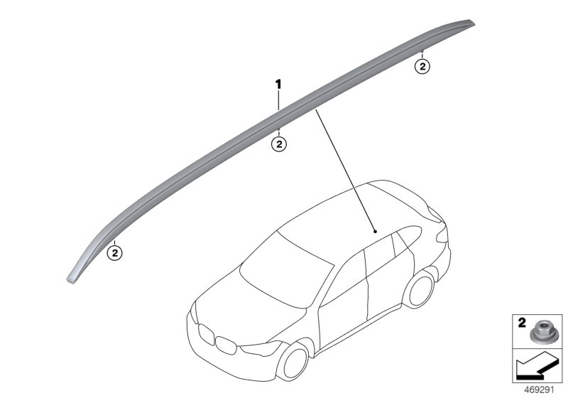 Genuine BMW Mini 51137356436 F48 Roof Rails Aluminium Black Right (Inc. X1 18dX, X1 16d & X1 20d) | ML Performance UK Car Parts