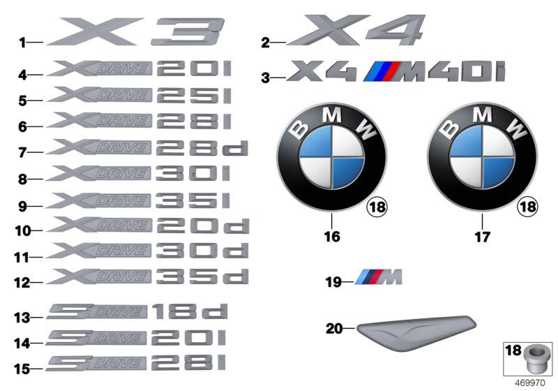 Genuine BMW 51147340321 F26 Trunk Lid Badge (Inc. X4) | ML Performance UK Car Parts