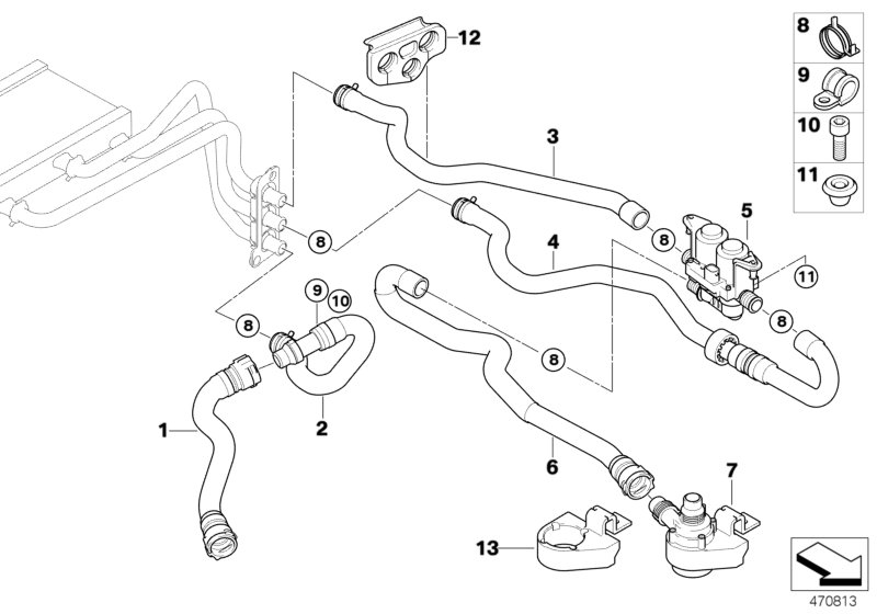 Genuine BMW 64216911000 E61 E64 Hose F Additional Water Pump/Water Valve (Inc. 528i) | ML Performance UK Car Parts