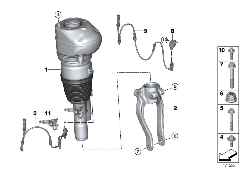 Genuine BMW 37106866705 G32 Rp Air Suspension Strut Front Left (Inc. 620dX, 630dX & 640dX) | ML Performance UK Car Parts