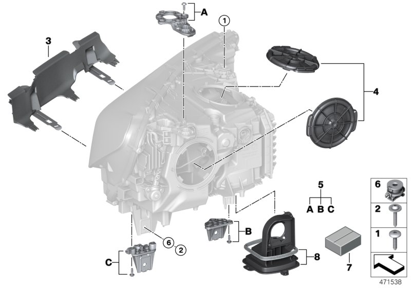 Genuine BMW 63117440355 G11 G12 Set Of Retainers For Headlight, Left (Inc. 750iX, 725d & M760iX) | ML Performance UK Car Parts