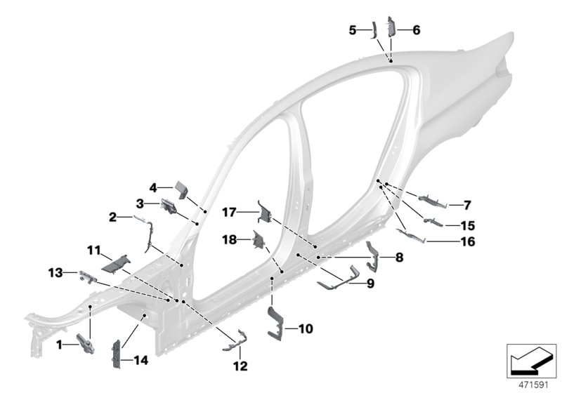 Genuine BMW 41007342719 G30 F90 G31 Shaped Part B-Pillar Rear Inner (Inc. 530iX, 530e & M5) | ML Performance UK Car Parts