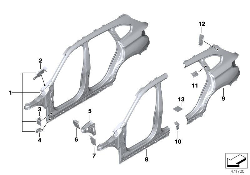 Genuine BMW 41217407922 F48 Reinforcement Plate, D-Pillar, Right (Inc. X1 18dX, X1 20dX & X1 20iX) | ML Performance UK Car Parts