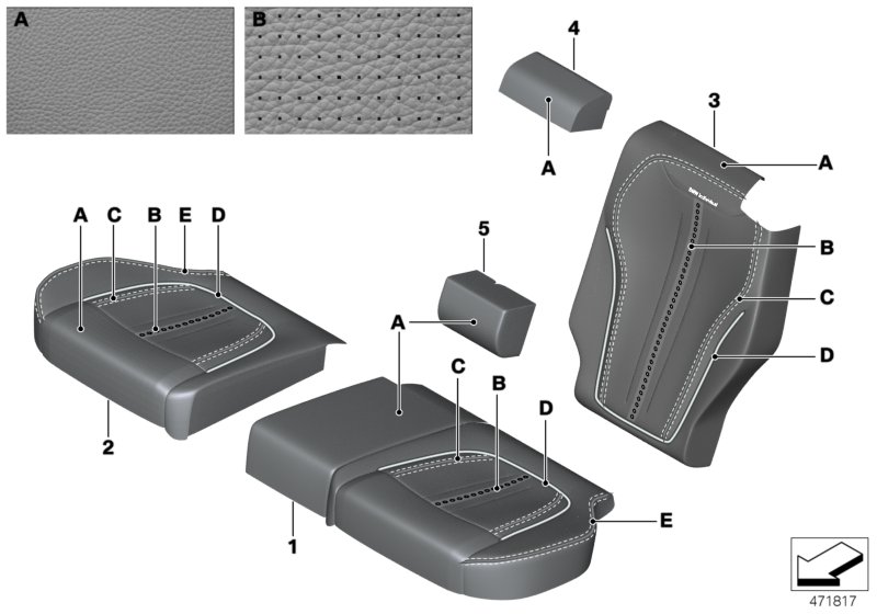 Genuine BMW 52207991361 F15 Cover Backrest, Leather, Rear Left INDIVIDUAL (Inc. X5) | ML Performance UK Car Parts