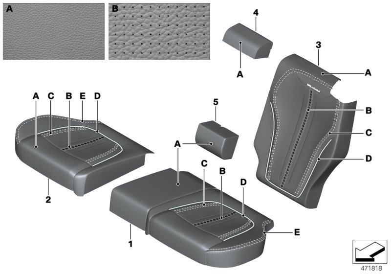 Genuine BMW 52207989252 F15 Cover Backrest, Leather, Rear Right INDIVIDUAL (Inc. X5 25d, X5 40dX & X5 35iX) | ML Performance UK Car Parts