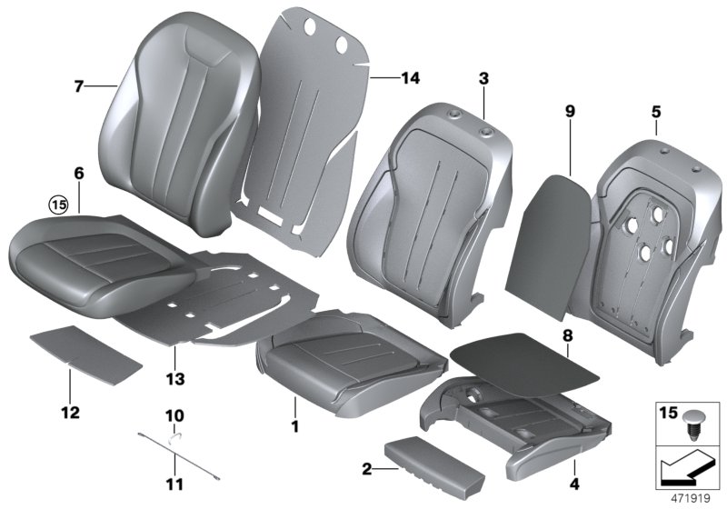 Genuine BMW 52107411439 F15 Cover, Basic Backrest, Leather, Left MOKKA (Inc. X5) | ML Performance UK Car Parts