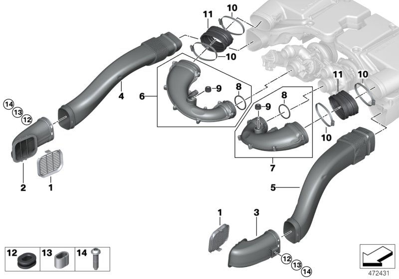 Genuine BMW 13717991433 G12 Unfiltered Air Snorkel ZYL 1-4 (Inc. ALPINA B7) | ML Performance UK Car Parts