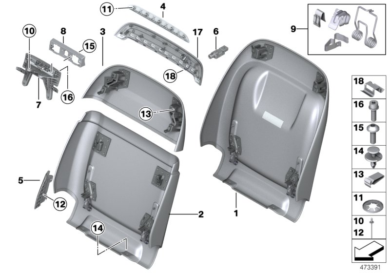 Genuine BMW 52107454910 G30 G31 Rear Section, Comfort Seat, Upper ELF.WEISS (Inc. 520i, 530e & M550iX) | ML Performance UK Car Parts