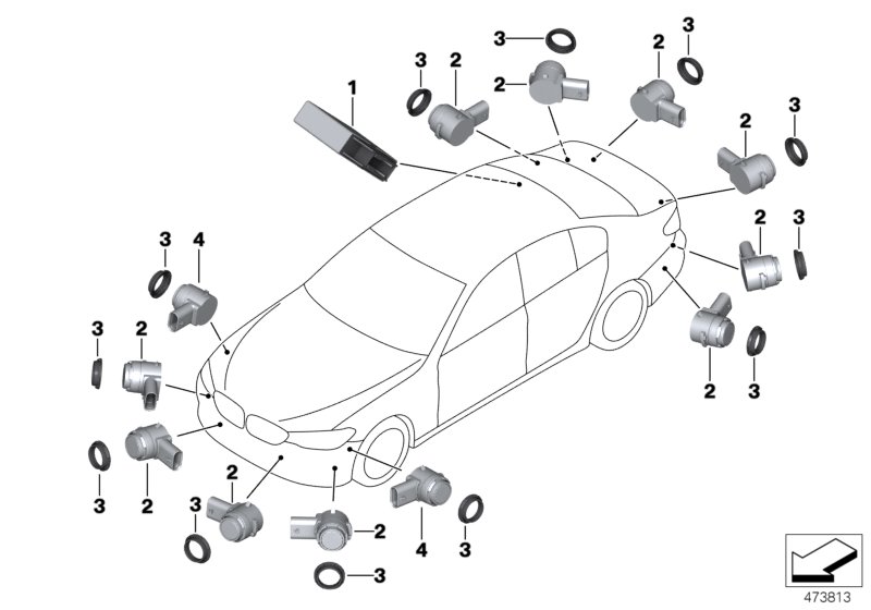 Genuine BMW 66209361559 G11 F90 G12 Ultrasonic Sensor, Singapore Gray WB41 (Inc. 740Li, 730LdX & 740e) | ML Performance UK Car Parts