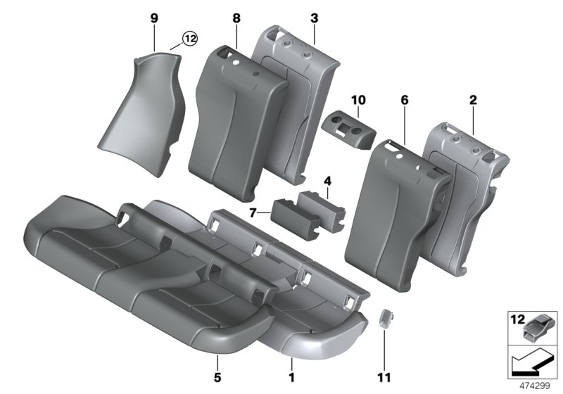 Genuine BMW 52207322194 F36 Upholstery Parts Backrest Center Section (Inc. 435iX, 420iX & 428i) | ML Performance UK Car Parts