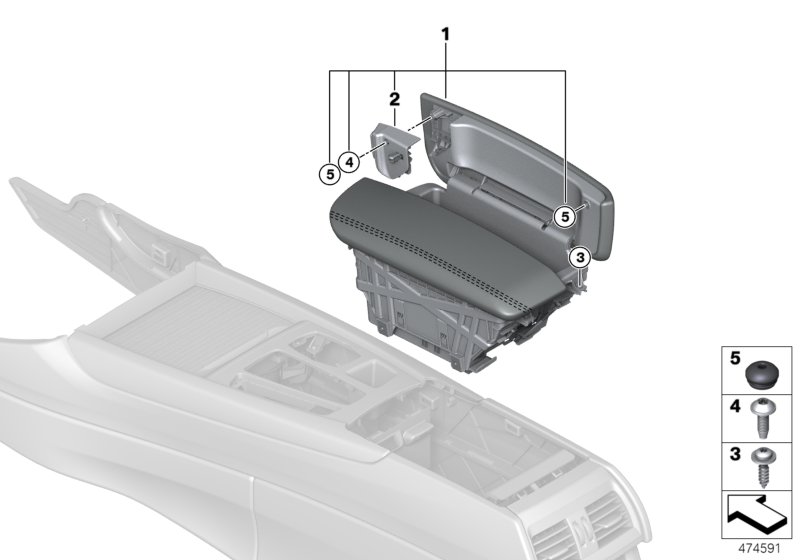 Genuine BMW 51169285085 F15 F16 Armrest In Leather, Front Center ELFENBEINWEISS (Inc. X6 30dX, X6 35i & X5 35dX) | ML Performance UK Car Parts