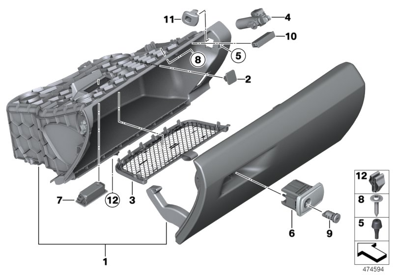 Genuine BMW 51169240954 F30 F34 Opener, Glove Compartment, Locking VENETOBEIGE (Inc. 320d ed, 320d & 328d) | ML Performance UK Car Parts